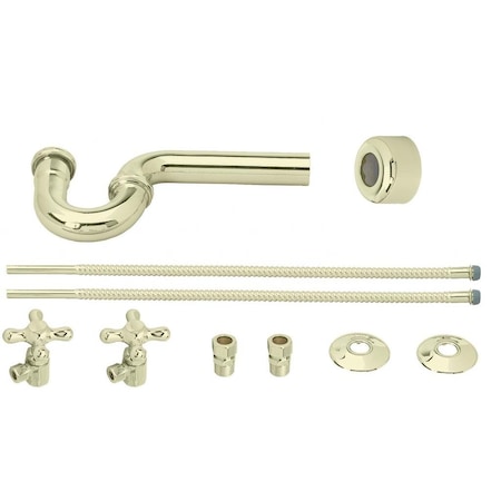 Westbrass Victorian Pedestal Lavatory Kit - Cross Handles in Polished Brass D1738L-01